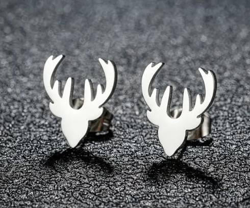 Deer earrings black, gold and silver plated