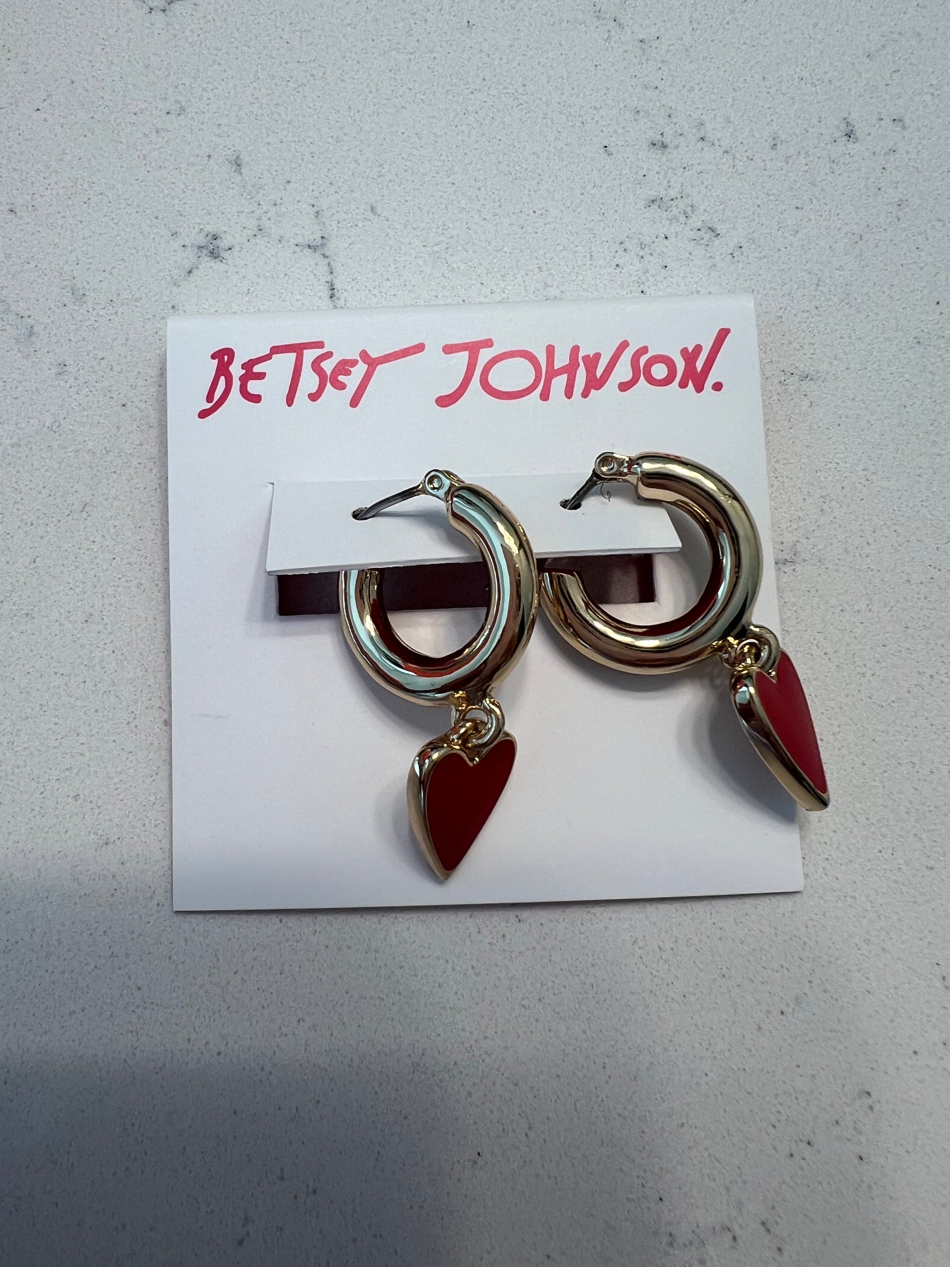 Betsy Johnson red heart earrings