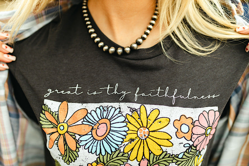 Floral Great is Thy Faithfulness Tee
