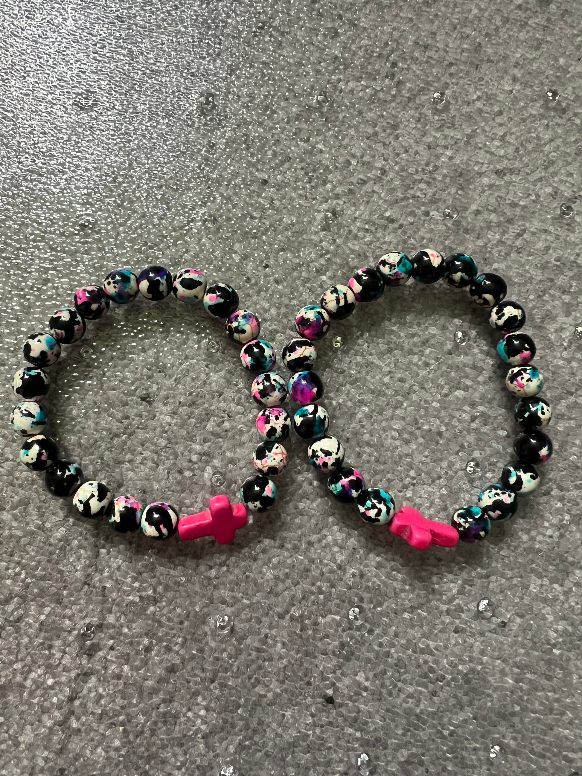Beaded heart bracelets with cross