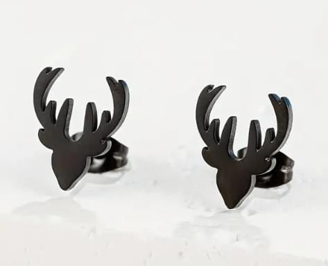 Deer earrings black, gold and silver plated