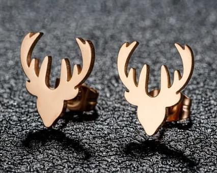 Deer earrings black, gold and silver plated