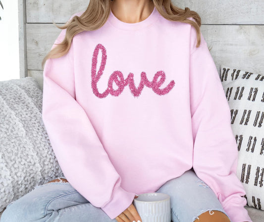 LOVE tinsel sweatshirt