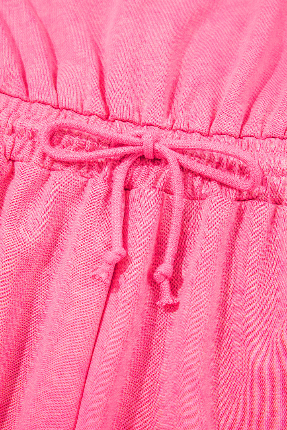 Bonbon Mineral Wash Drawstring Waist Hollow Out Back Short Sleeve Romper