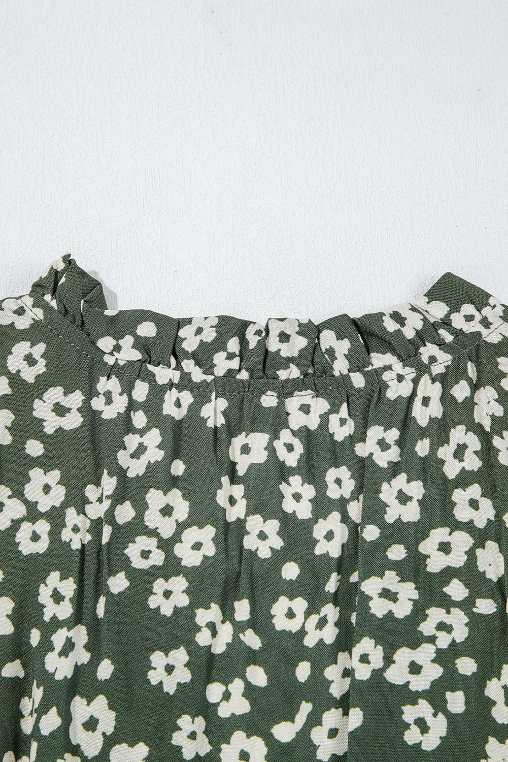 Green Boho Floral Print V Neck Tunic Sleeveless Dress