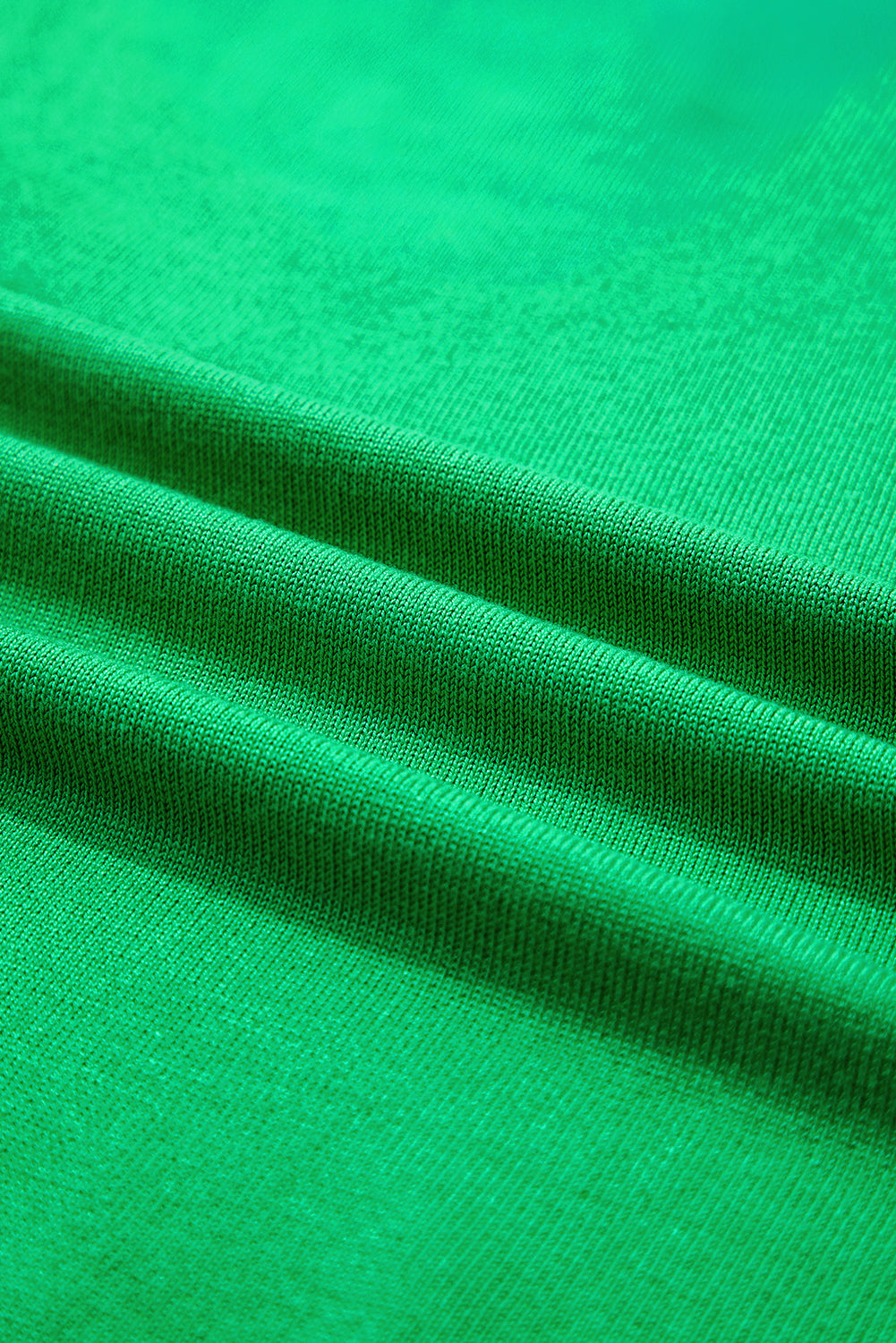 Green Contrast Trim Round Neck Short Sleeve Loose Knit Sweater