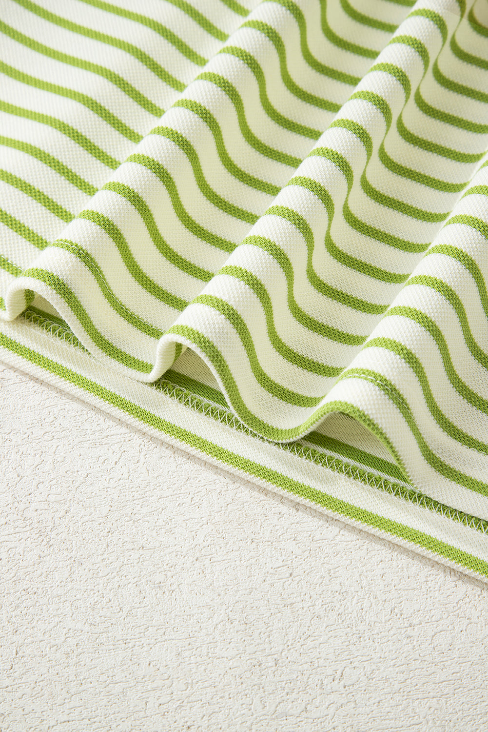 Green Stripe Collared V Neck Drop Shoulder Pullover and Skort 2pcs Outfit