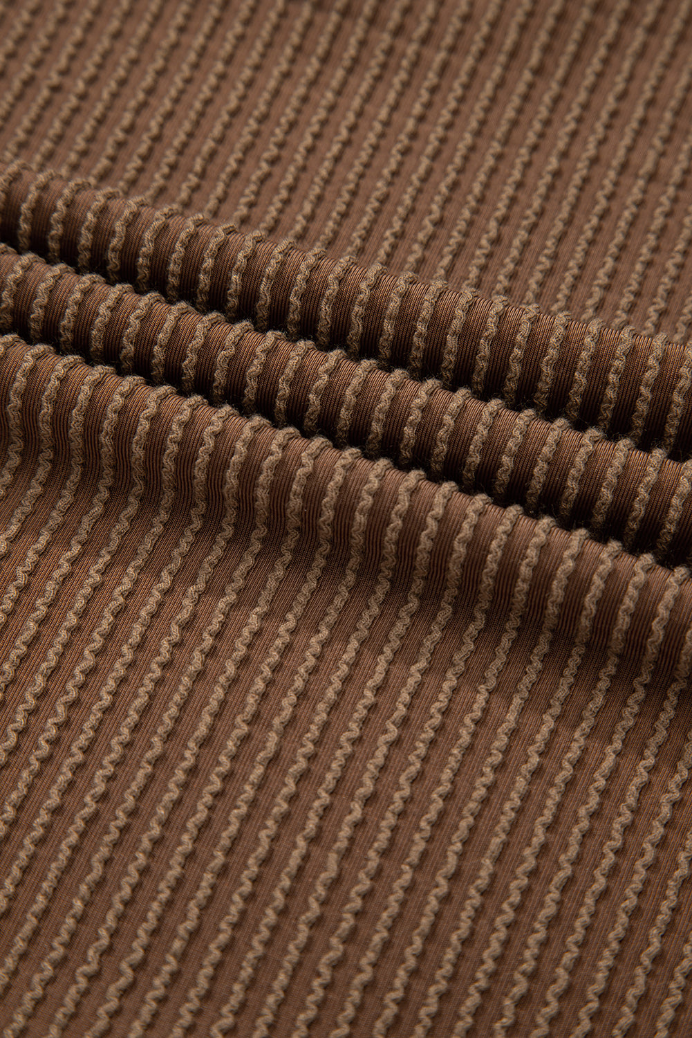 Coffee Twisted Rib Texture Solid Hoodie