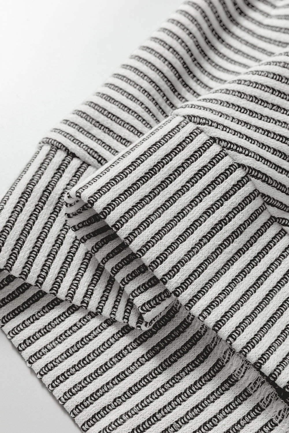 Gray Ribbed Knit Round Neck Long Lantern Sleeve Top