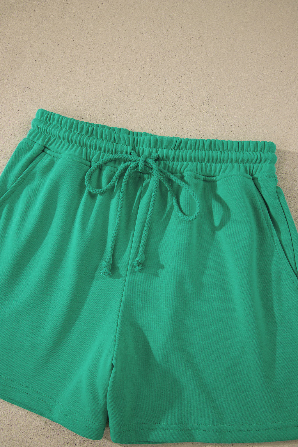 Mist Blue Solid Color Loose Tee Drawstring Shorts 2pcs Outfit