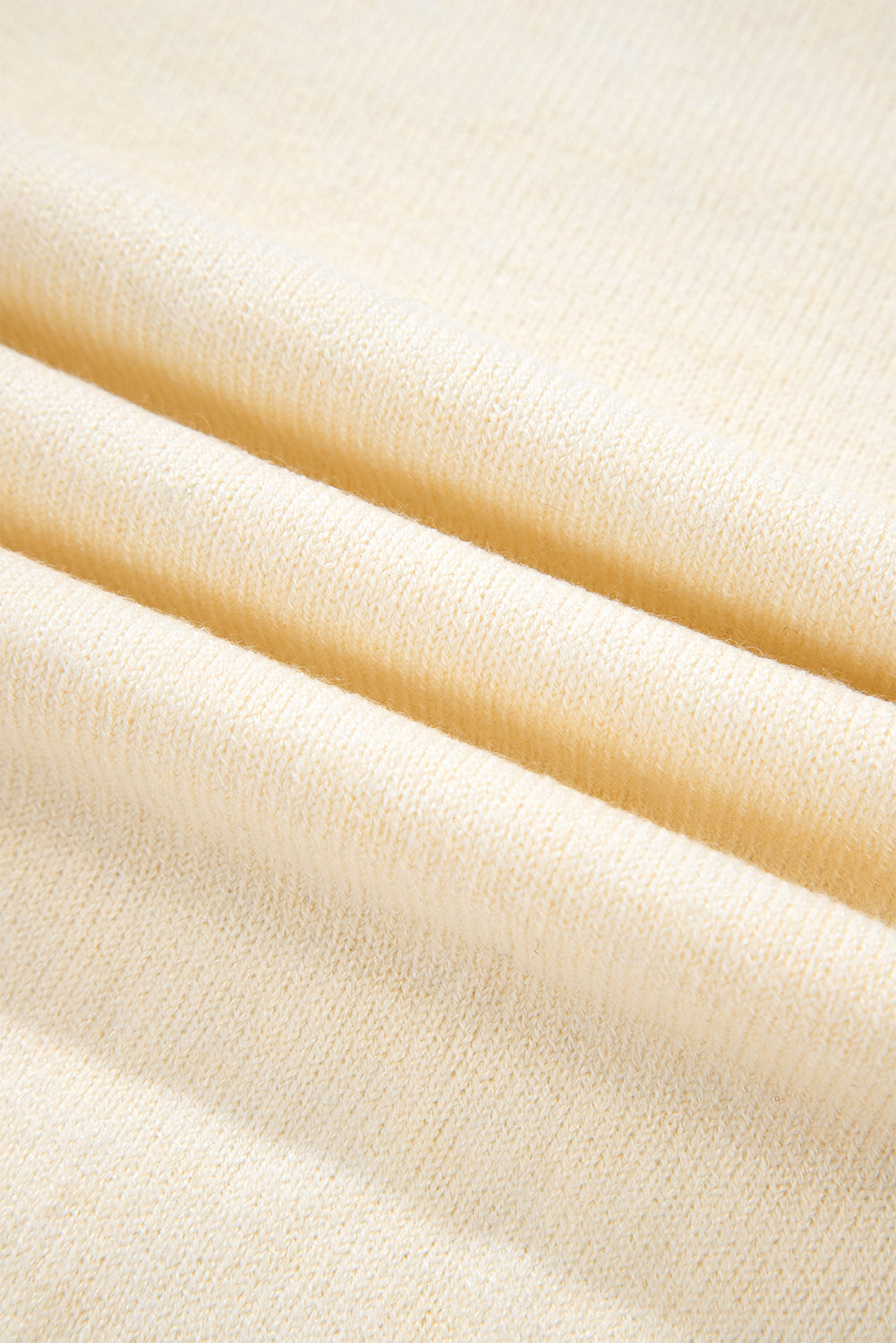 Camel Buttoned Bishop Sleeve Crew Neck Sweater