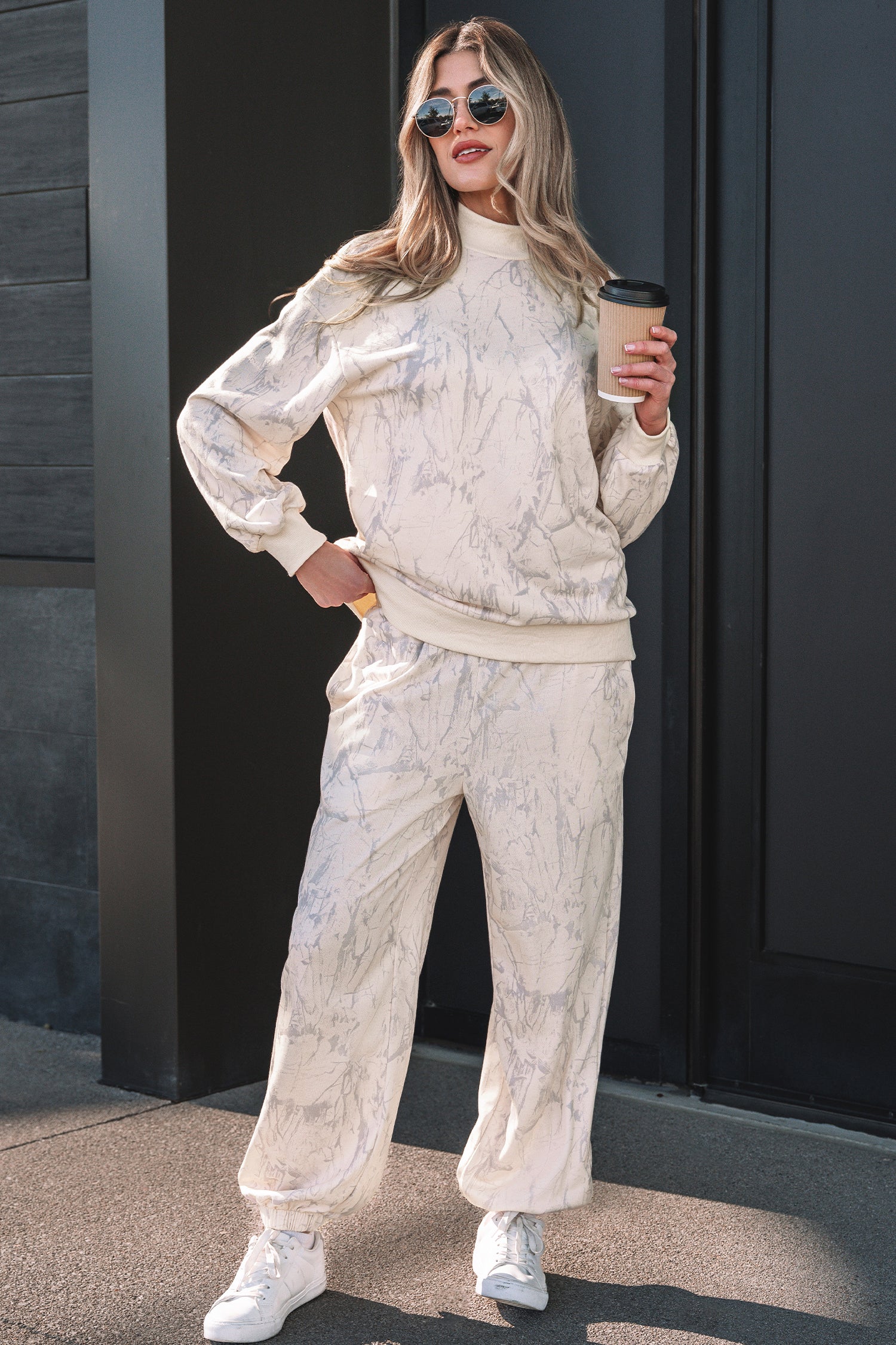 Pink Camo Print Jogger Pants Set