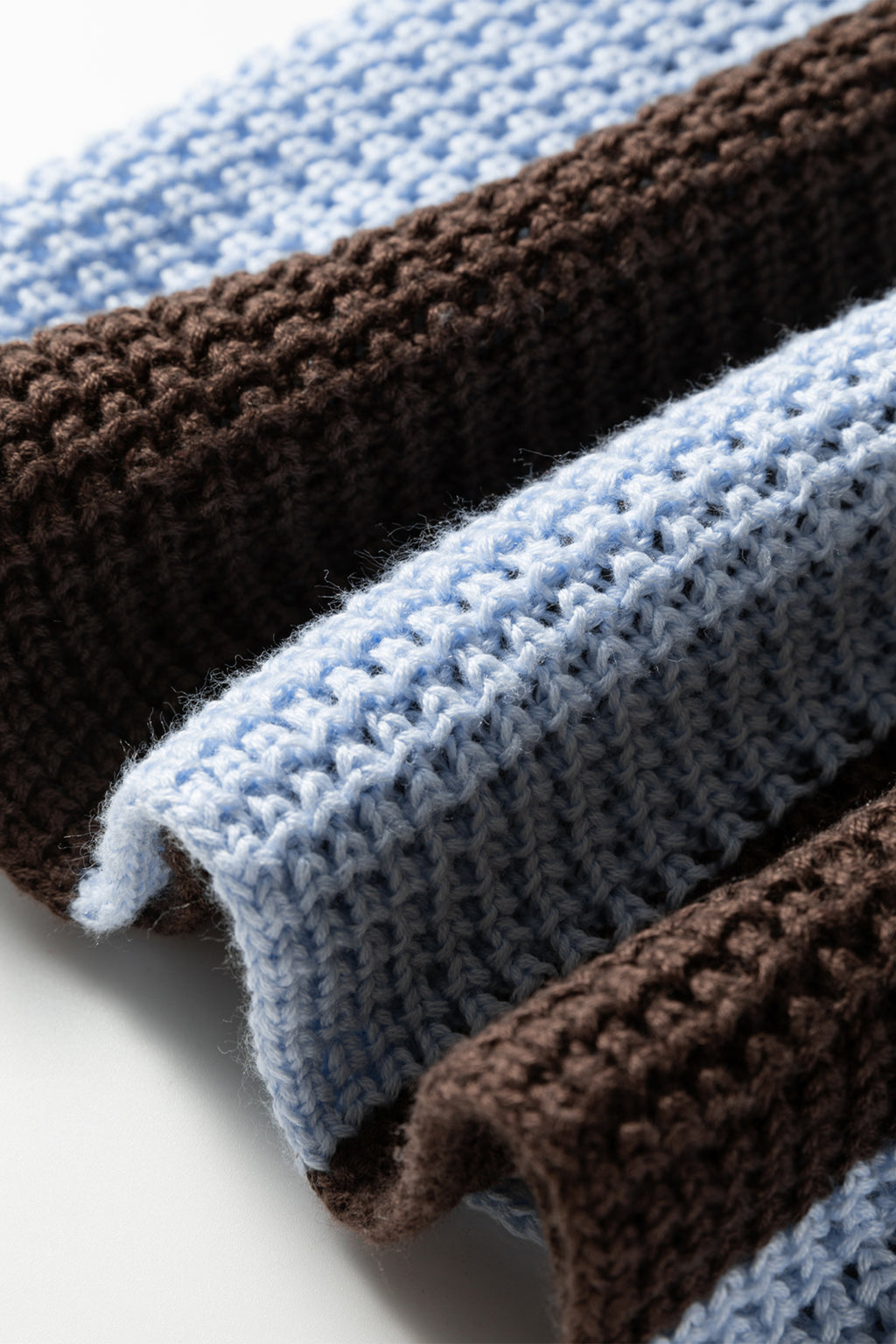 Fushia Striped Color Block Thermal Textured Knit Drop Shoulder Sweater