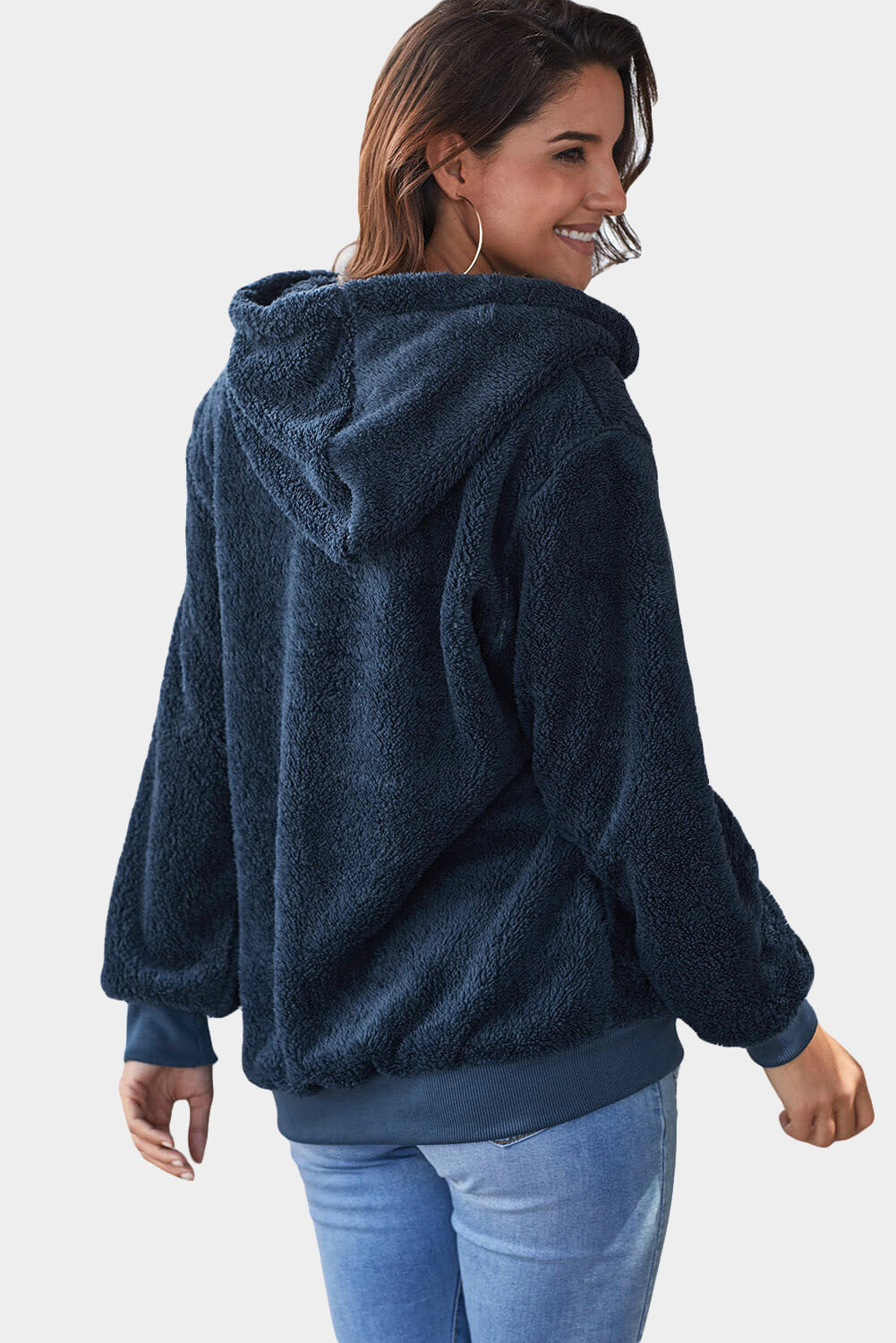 Black Warm Furry Pullover Hoodie