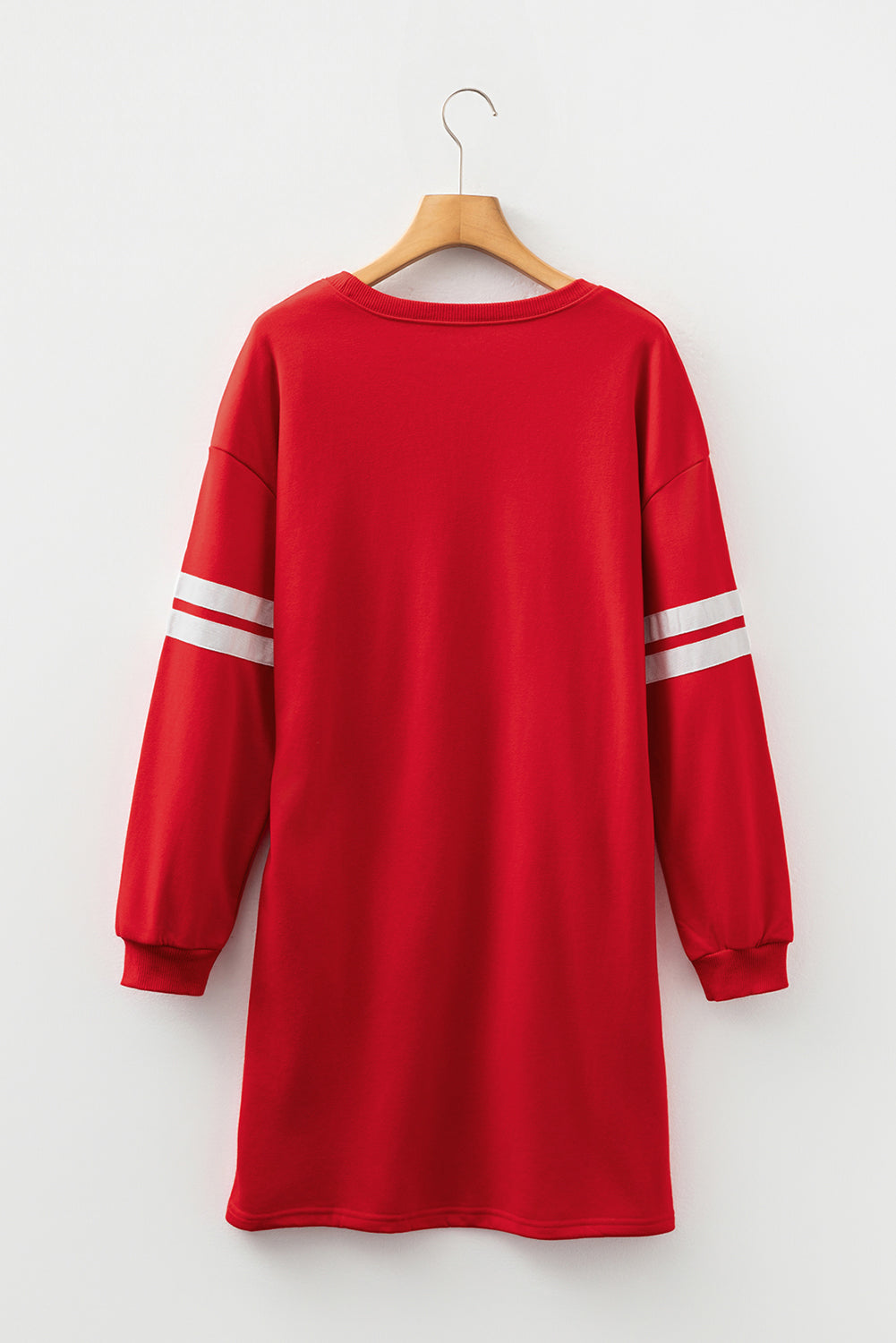 Black Varsity Contrast Banded Sleeve Shift Sweatshirt Dress