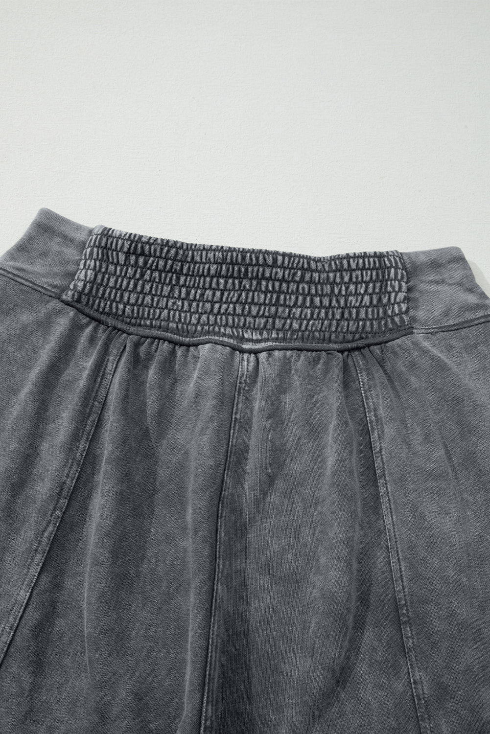 Medium Grey Mineral Wash Jogger Style High Waist Casual Pants