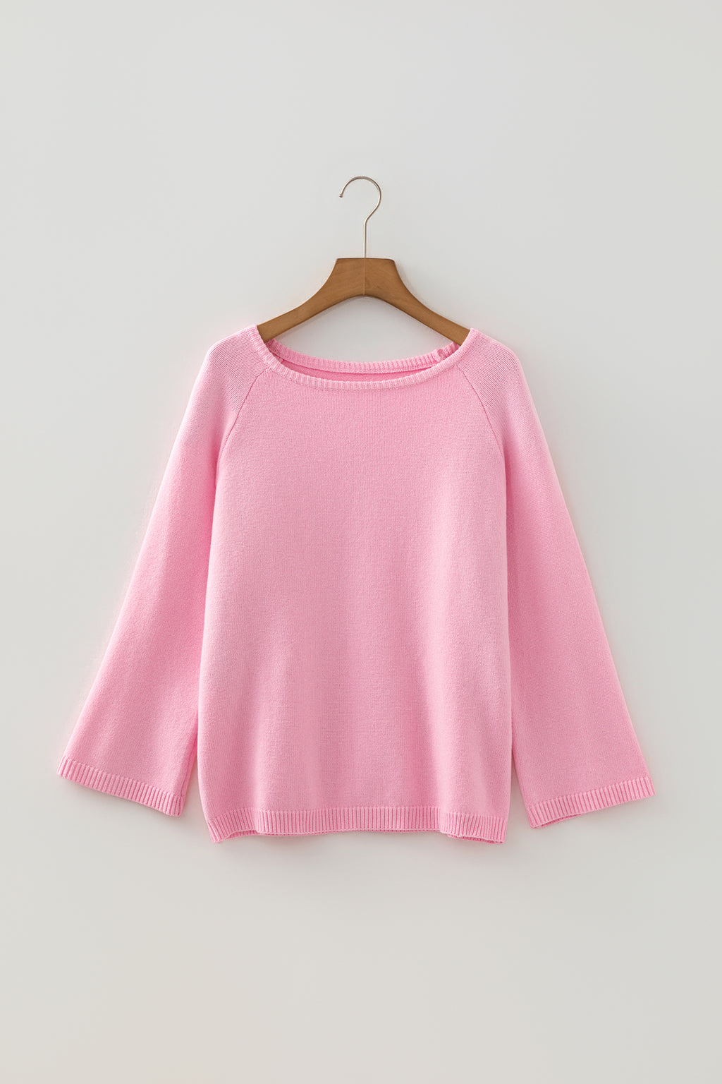 Sky Blue Solid Color Knit Loose Bracelet Sleeve Dolman Sweater