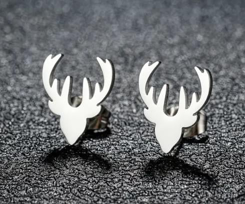 Deer earrings black, gold and silver plated