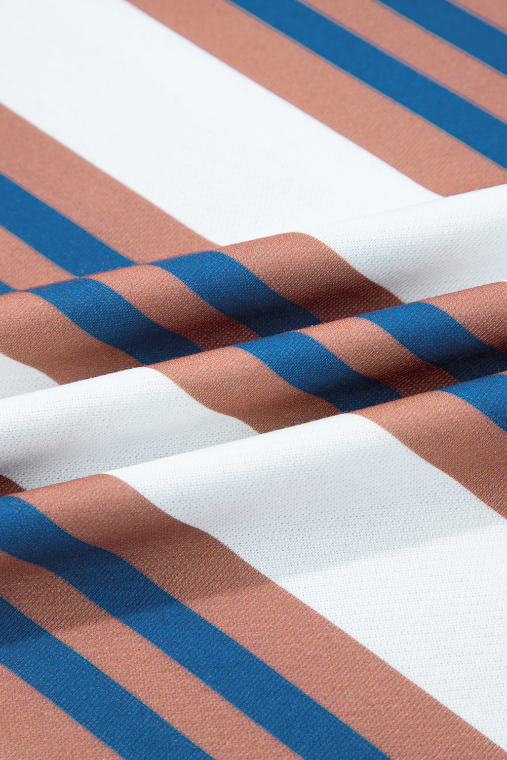 Brown Stripe Crew Neck Drop Shoulder Pullover Sweatshirt