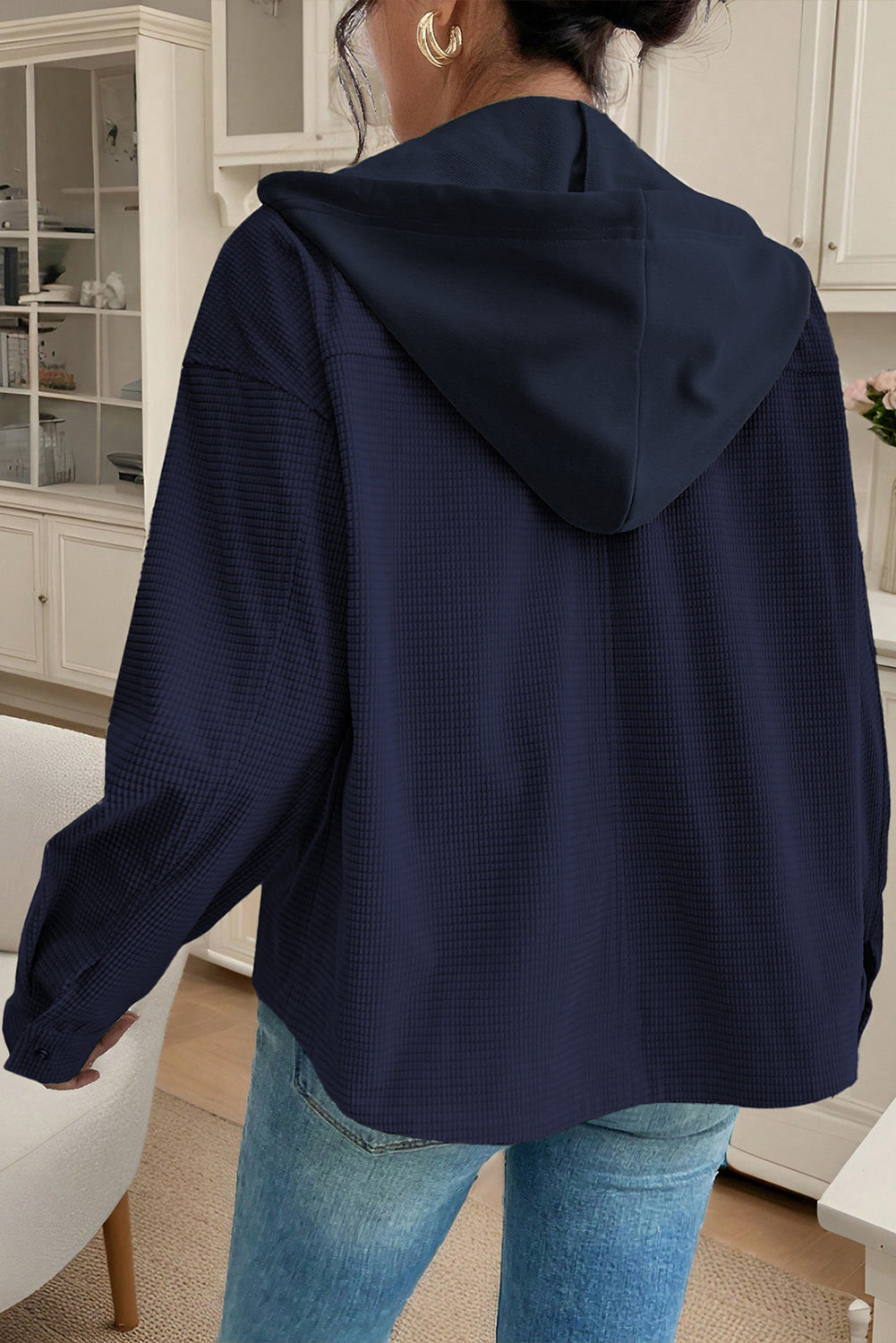 Laurel Green 2 in 1 Thermal Knit Textured Hooded Jacket