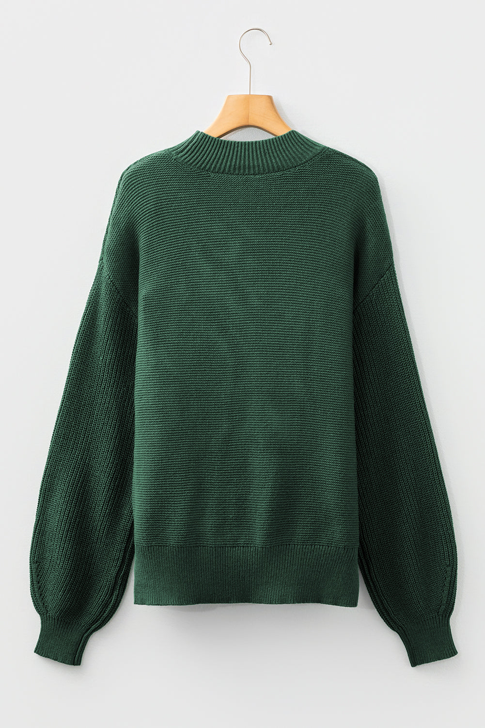 Mist Green Solid Color Front Seam Drop Shoulder Loose Sweater