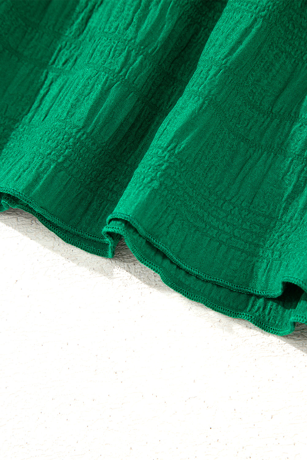 Dark Green Textured Flutter Sleeve Ruffled Mini Dress