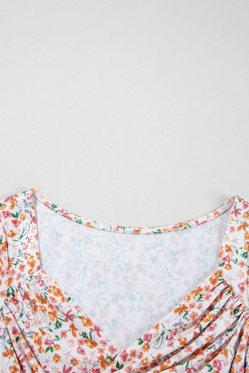 Orange Short Sleeve Floral Ruched Sweetheart Bodysuit