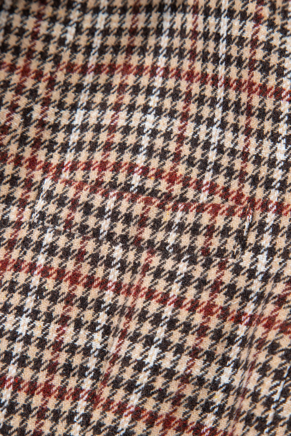 Brown Houndstooth Lapel Collar Blazer