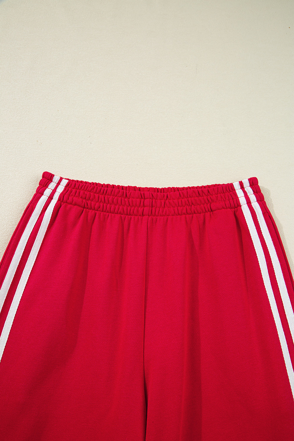 Black Varsity Striped Detail Crewneck Pullover Elastic Sweatpants 2pcs Outfit