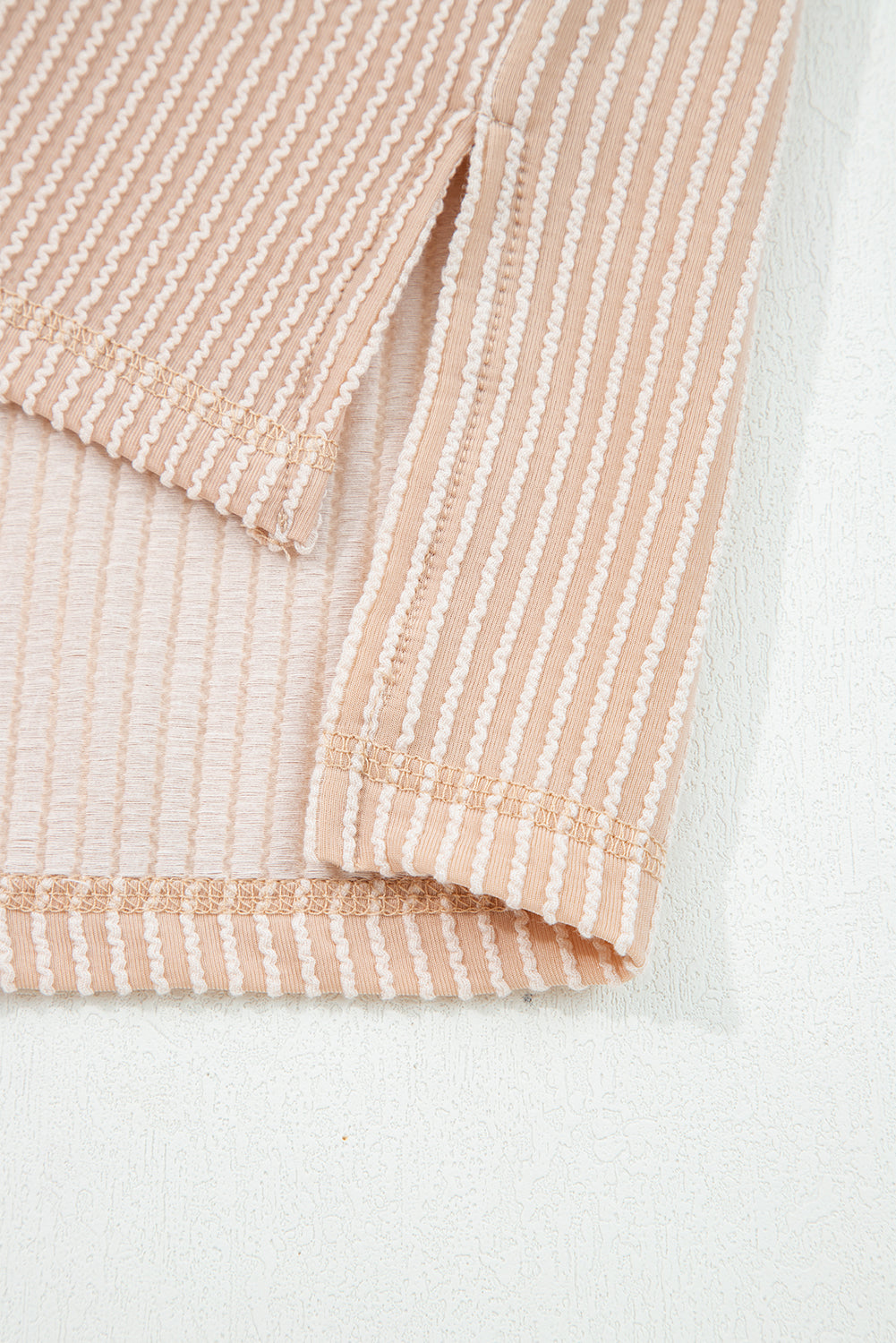 Green Bay Twist Ribbed Exposed Seam Detail Long Sleeve Loose Top