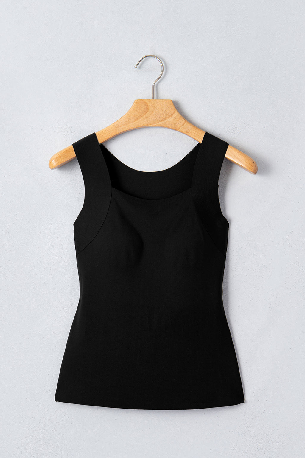 Oatmeal Solid Color Wide Strap Splicing Athleisure Tank Top