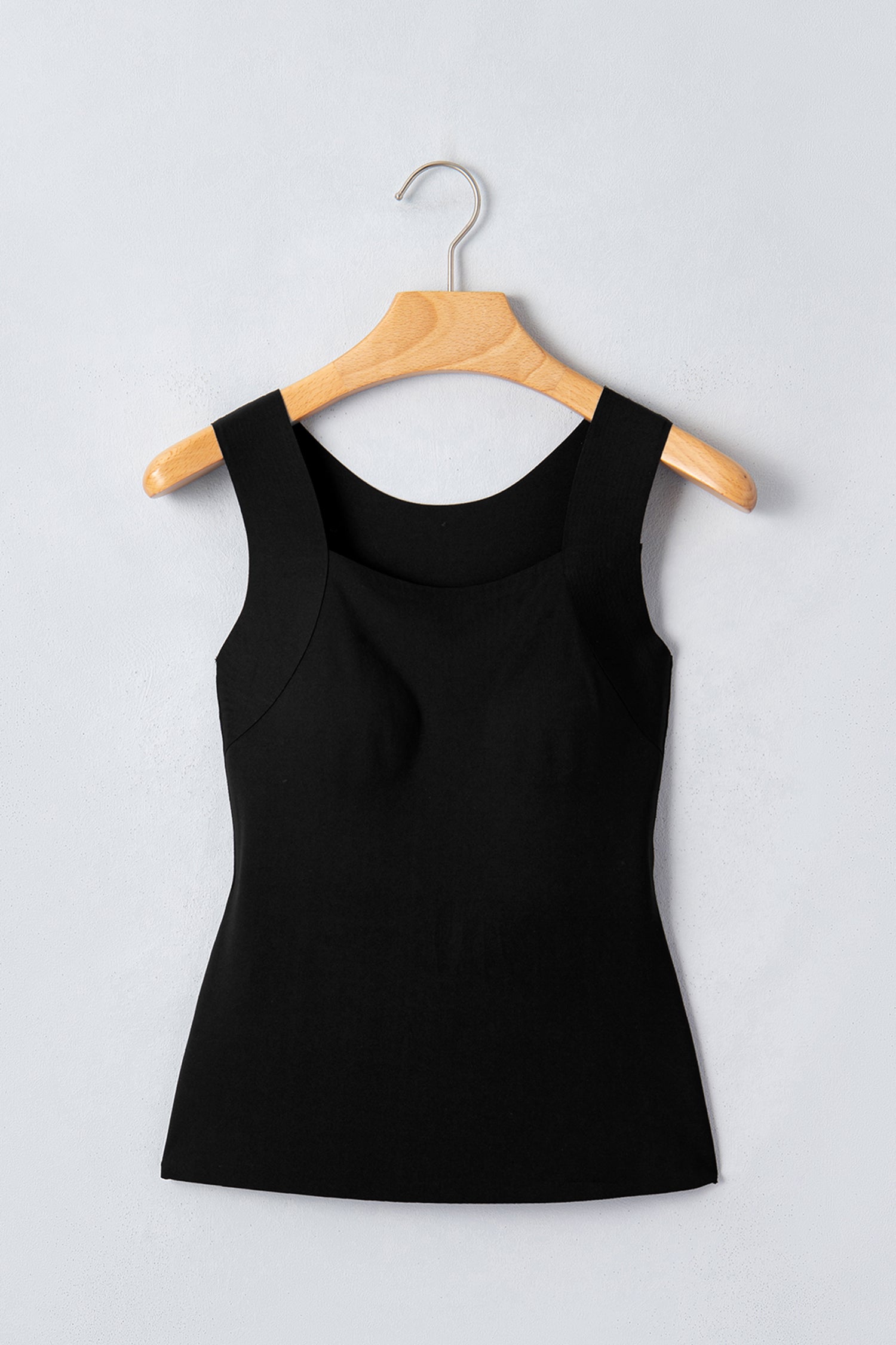 Oatmeal Solid Color Wide Strap Splicing Athleisure Tank Top