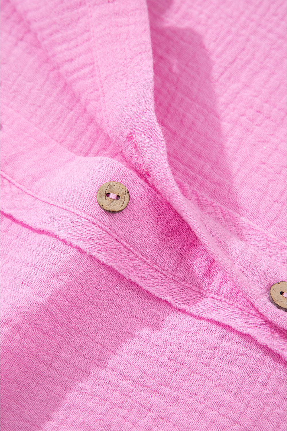 Bonbon Mineral Wash Textured Ruffle Trim Short Sleeve Shirt