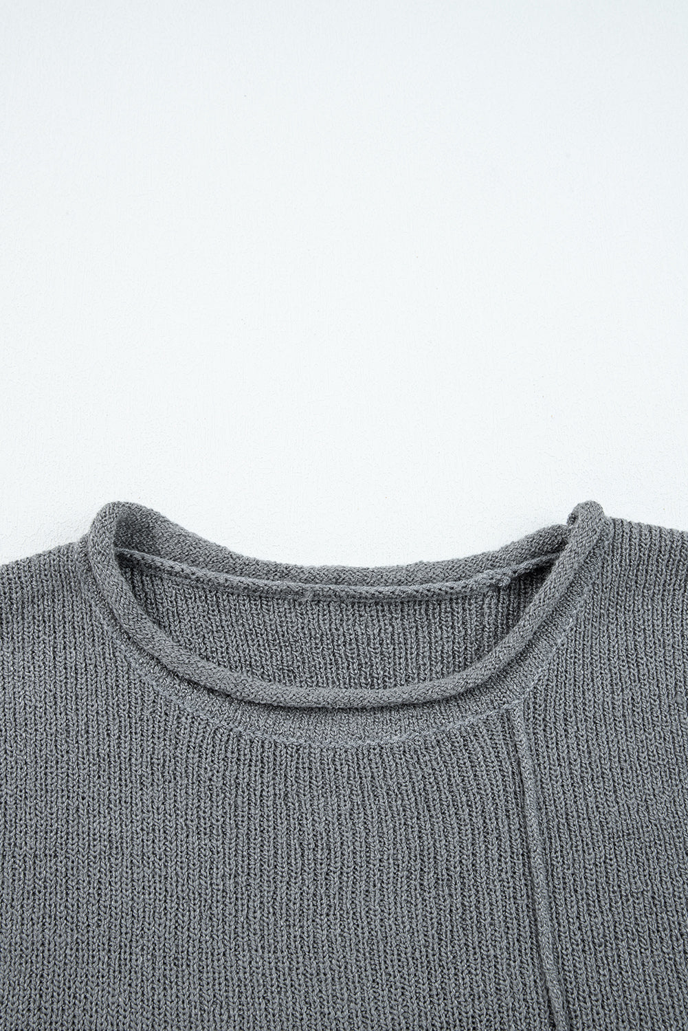 Medium Grey Raw Edge Uneven Hem Patchwork Drop Shoulder Sweater