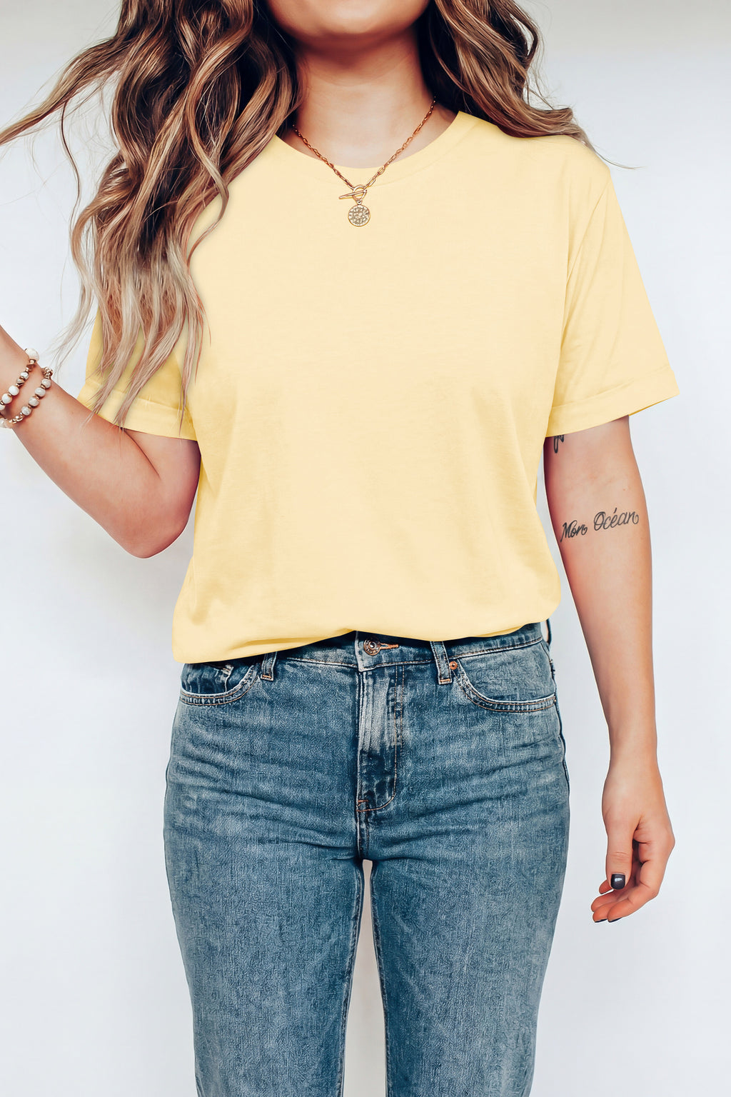 Dark Blue Casual Plain Crew Neck Tee