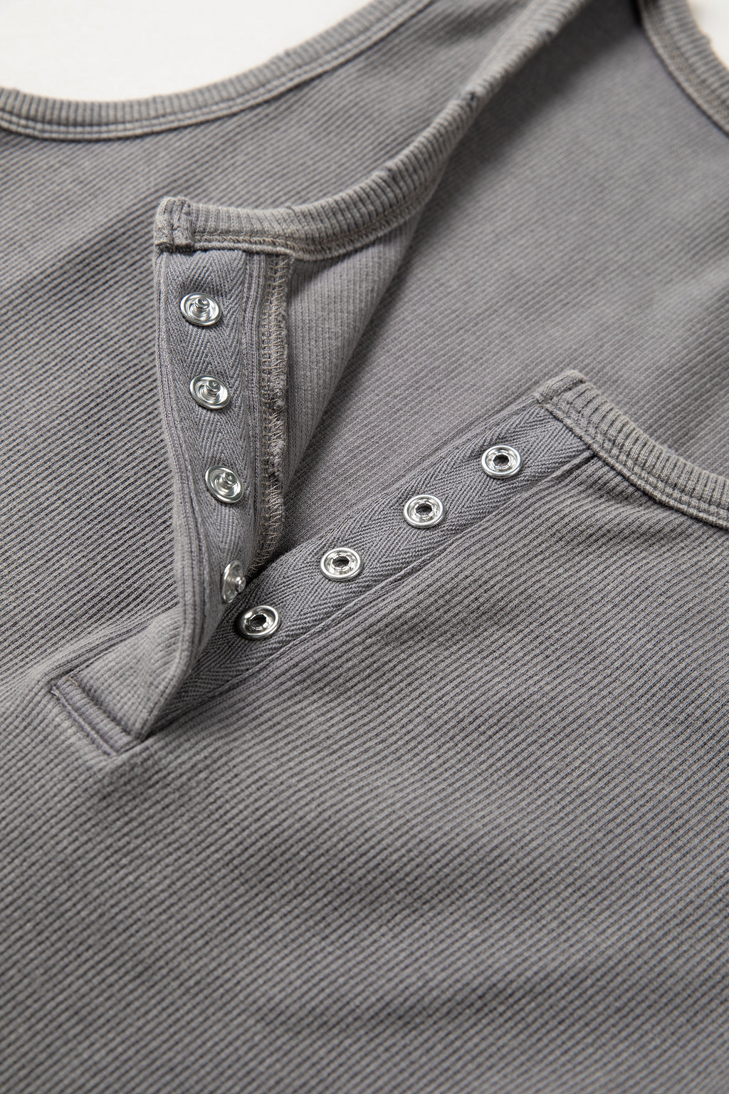 Medium Grey Vintage Distressed Ribbed Mineral Wash Tank Top