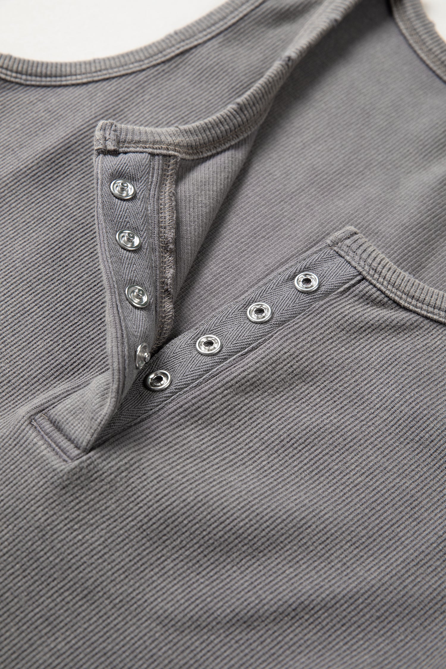 Medium Grey Vintage Distressed Ribbed Mineral Wash Tank Top