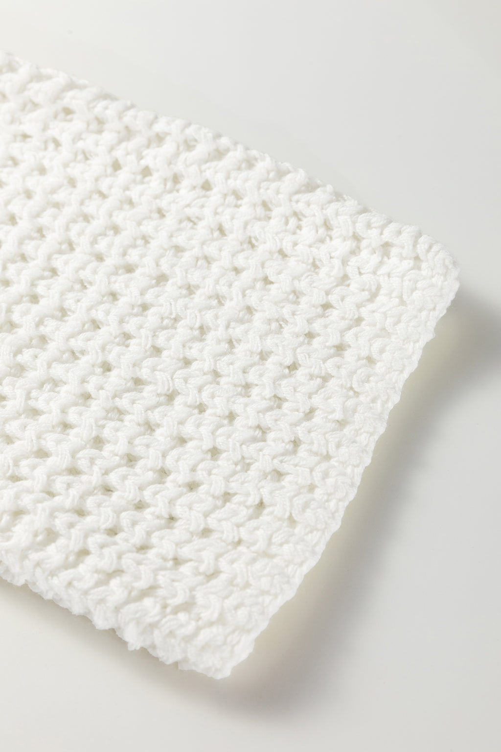White Hollowed Detail Wide Sleeve Loose Pullover Sweater