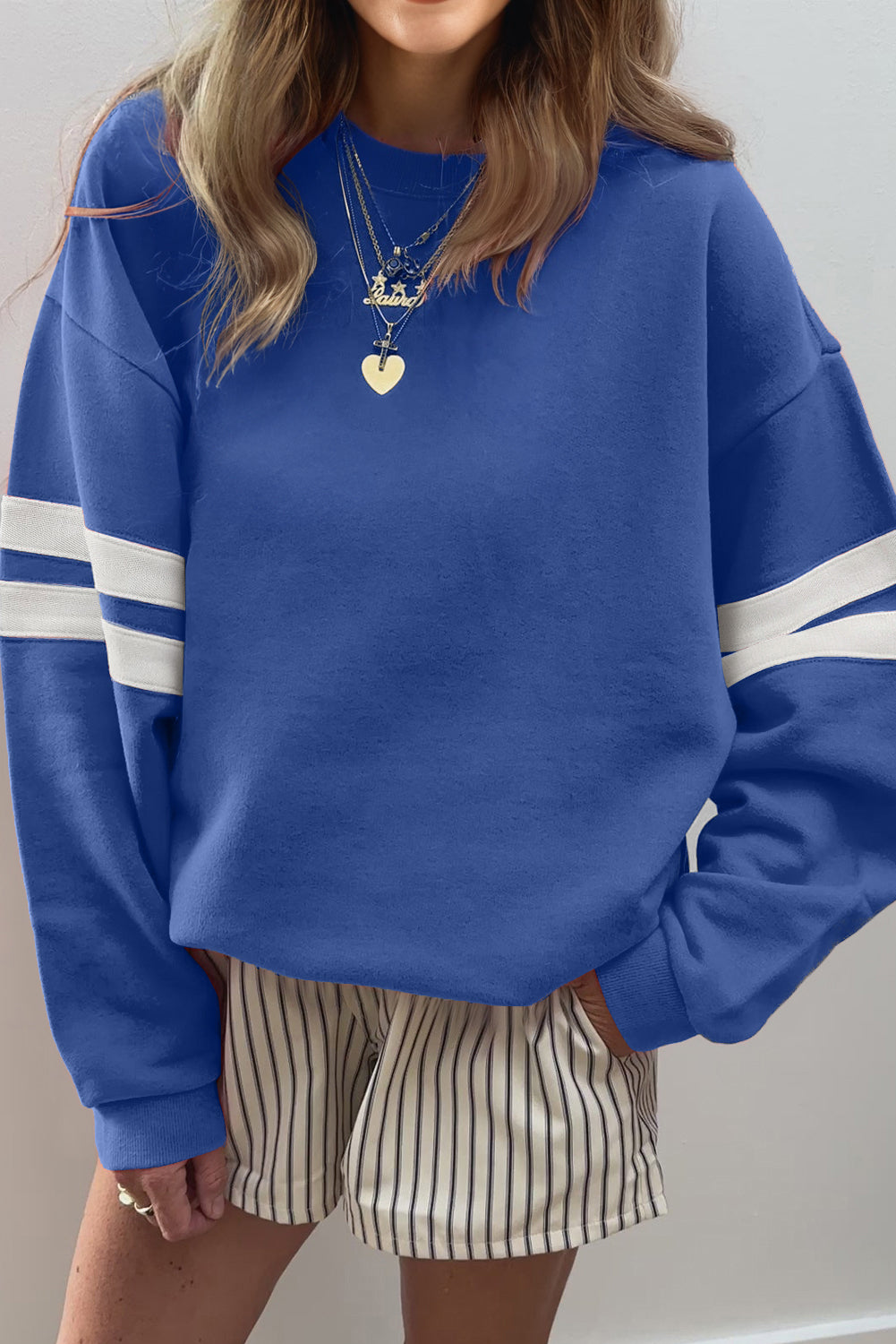 Evergreen Varsity Striped Detail Drop Shoulder Oversized Sweatshirt