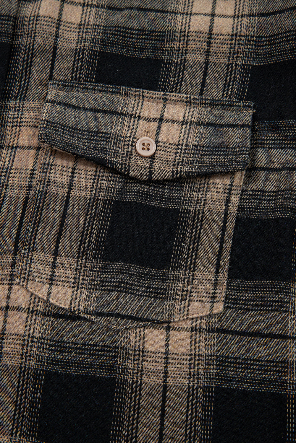 Multicolour Retro Plaid Double Flap Pocket Brushed Shacket