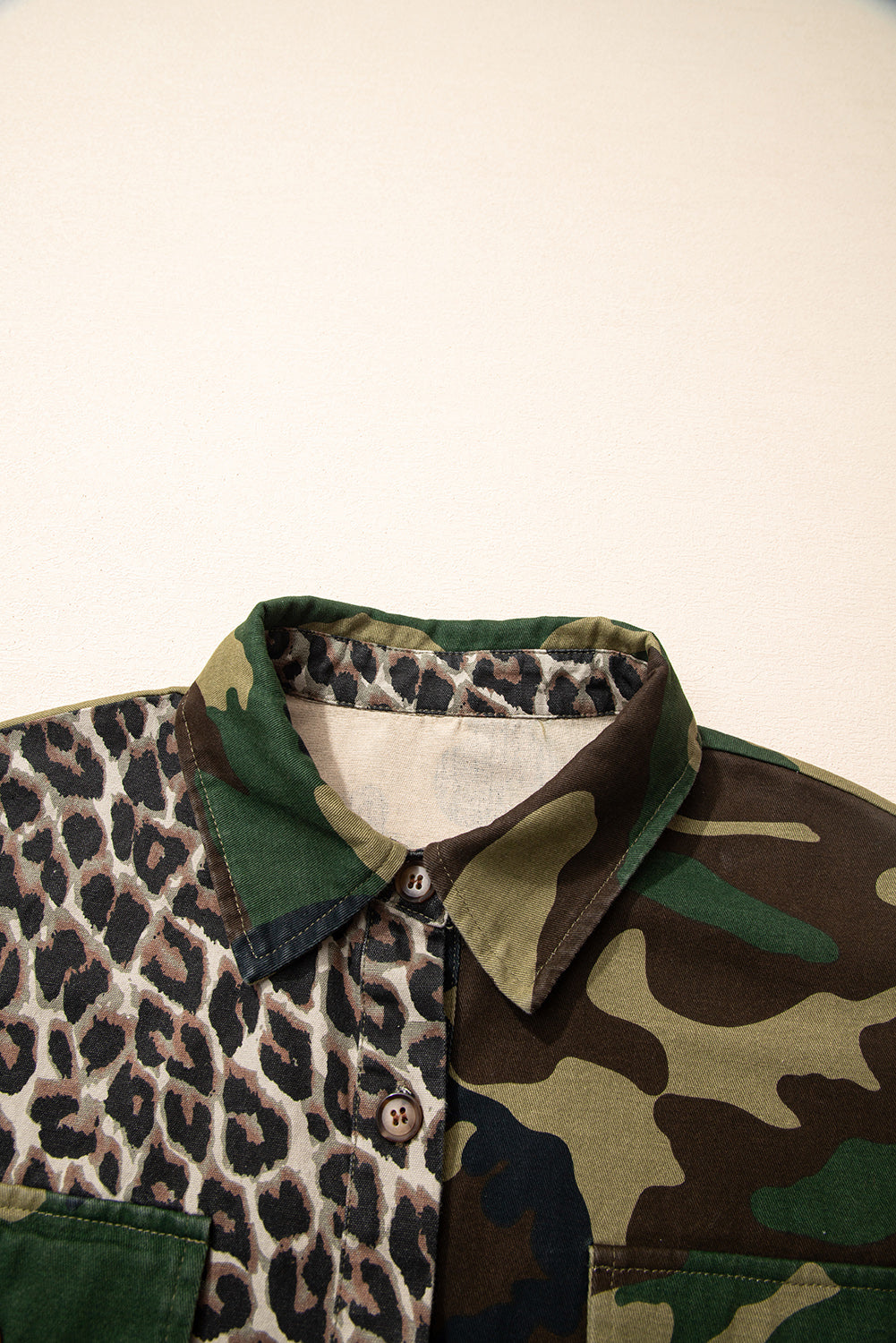 Brown Leopard Camo Patchwork Oversize Shacket