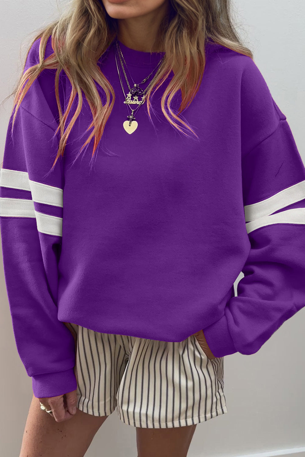 Evergreen Varsity Striped Detail Drop Shoulder Oversized Sweatshirt