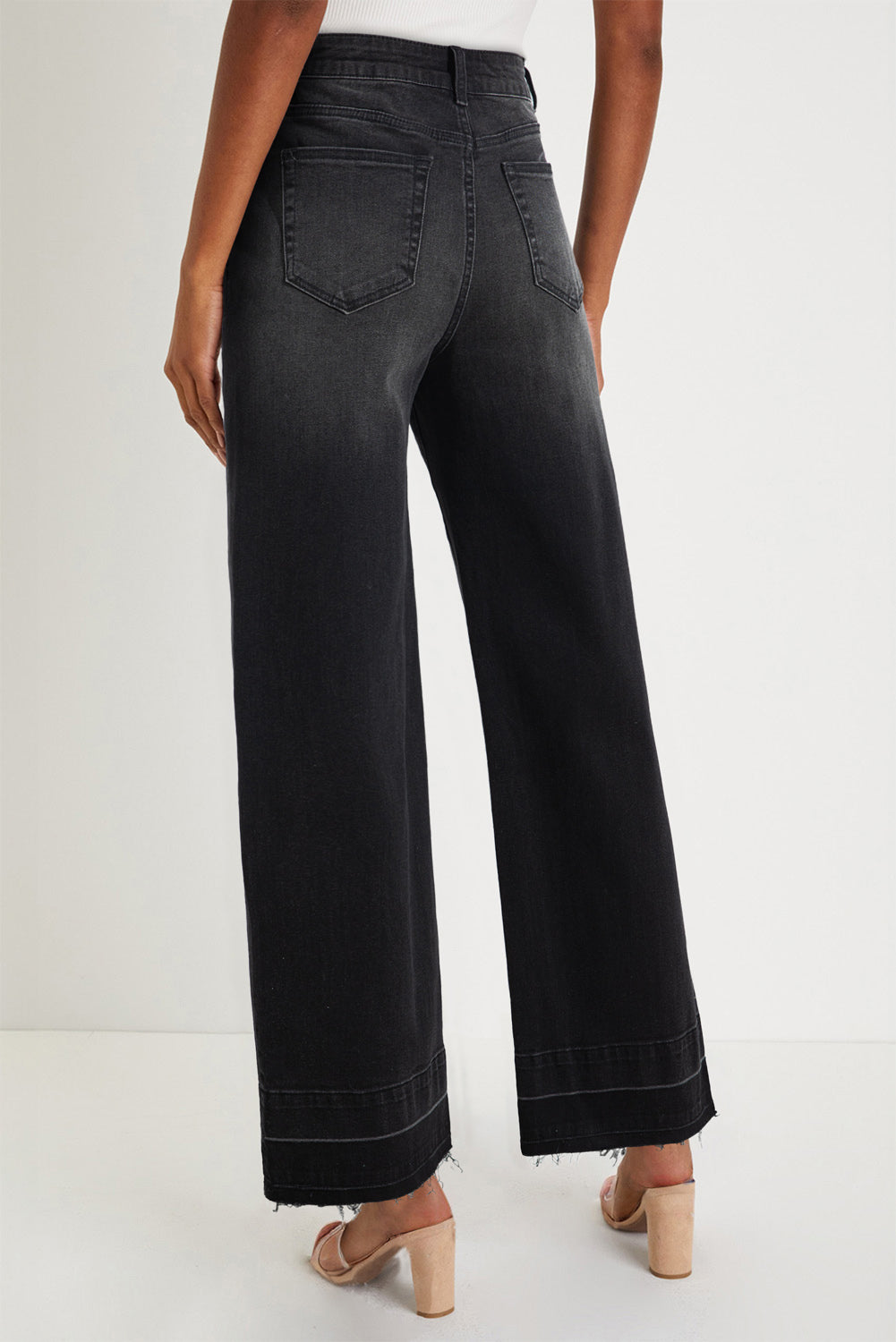Sail Blue Raw Hem Unique Cuffs Straight High Rise Loose Jeans