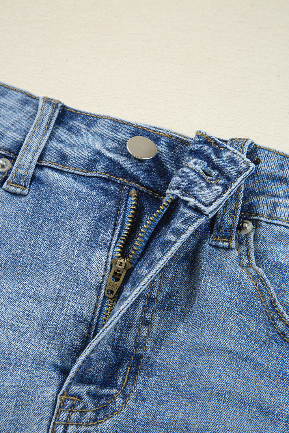 Myosotis Irregular Distressed Bottom Denim Midi Skirt