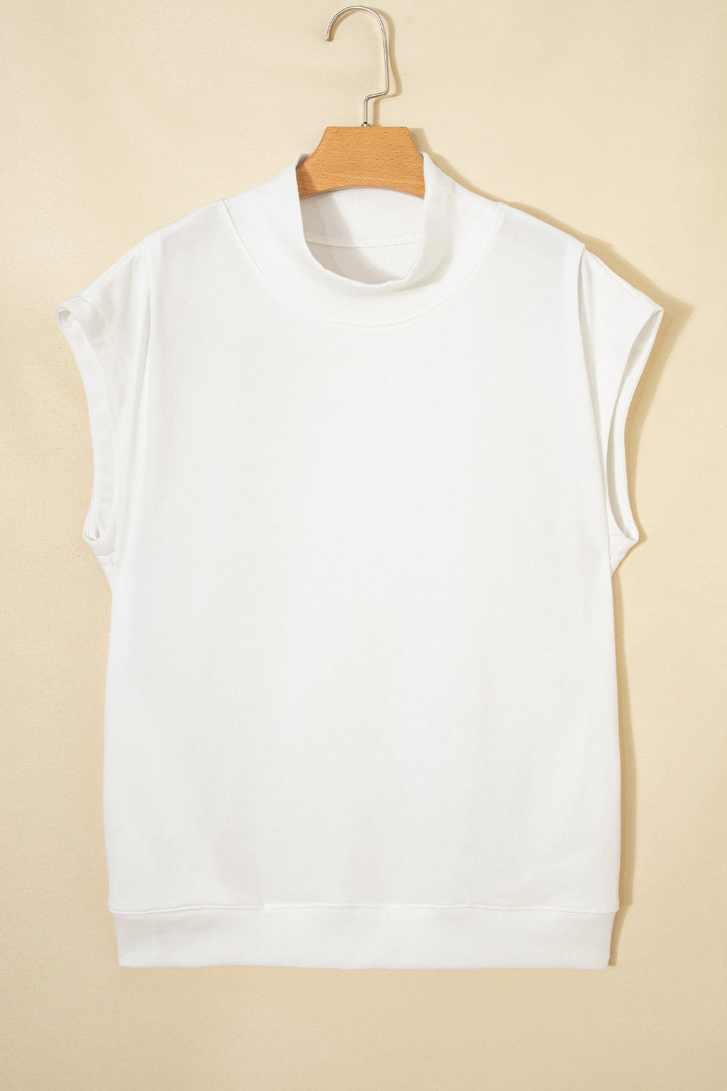 Pink Solid Color High Neck Cap Sleeve Loose Top