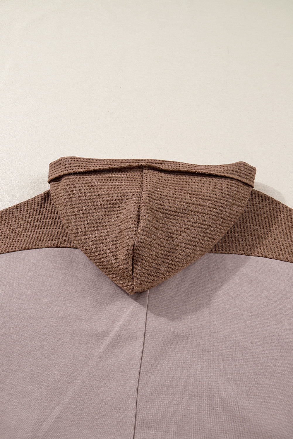 Goat Oversize Waffle Patchwork Exposed Seam Casual Hoodie