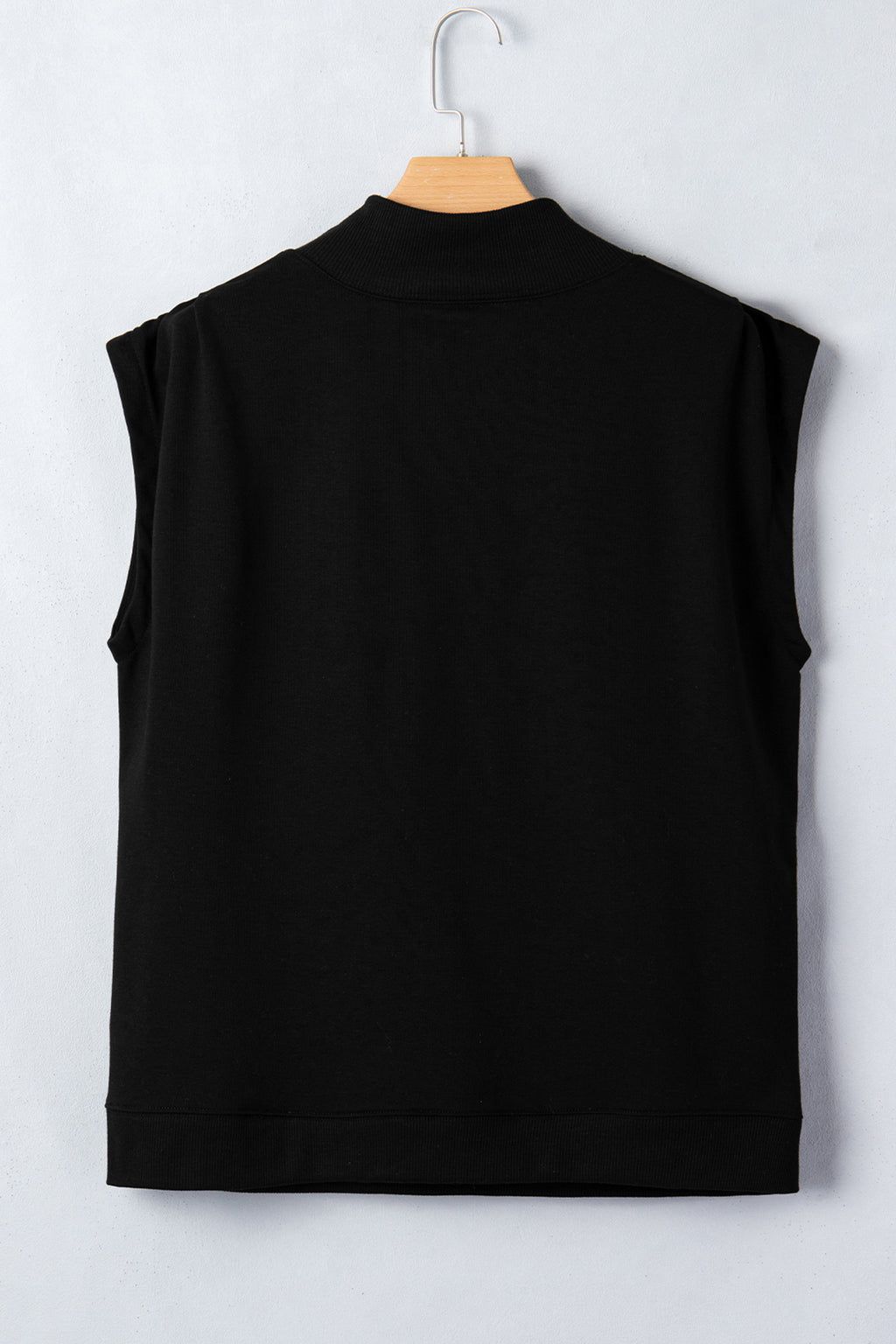 Pink Solid Color High Neck Cap Sleeve Loose Top