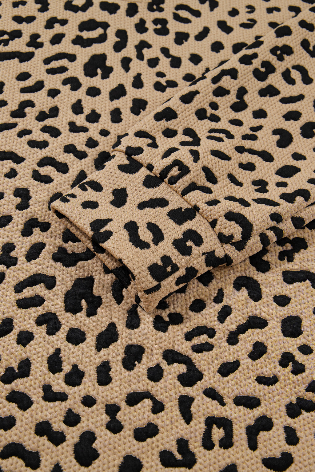 Parchment Leopard Polo Collar V Neck Pullover Top