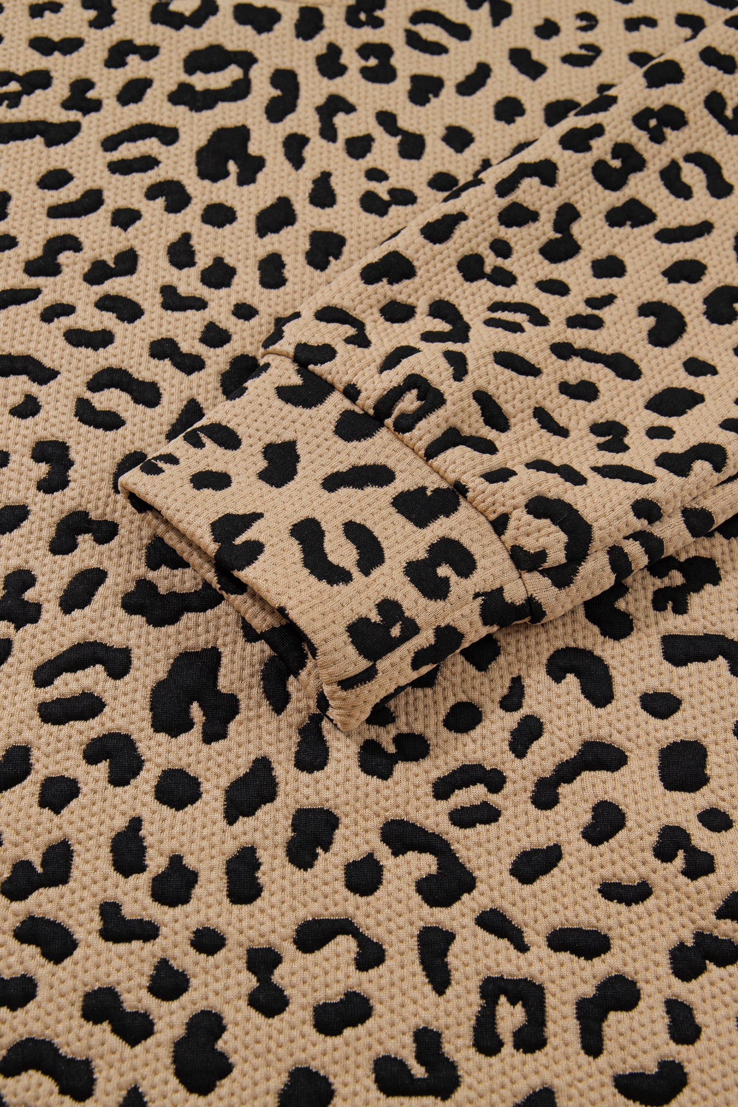 Parchment Leopard Polo Collar V Neck Pullover Top