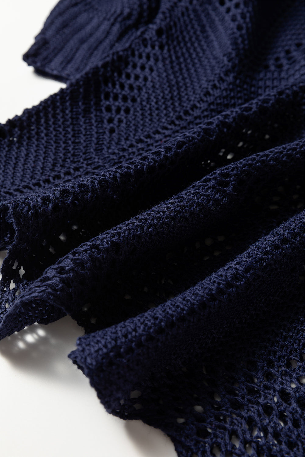 Parchment Hollow Out Knit 7/8 Sleeve Casual Sweater
